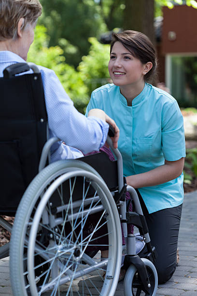 istock Disabled woman resting in a garden 501549253