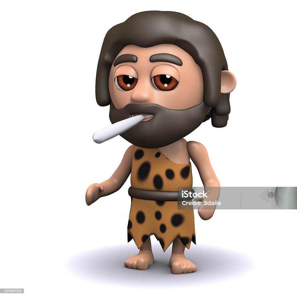 3 d Caveman Курение сигарет - Стоковые фото Курить роялти-фри