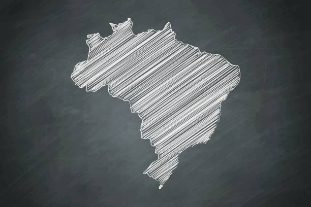 brazil Map on Blackboard vector art illustration