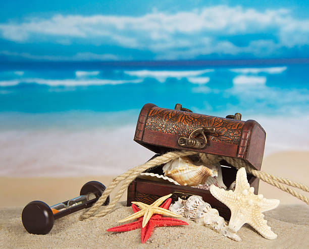 istock Treasure chest in sea 501550203
