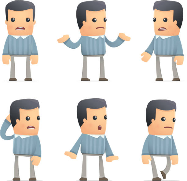 set of customer character in different poses vector art illustration