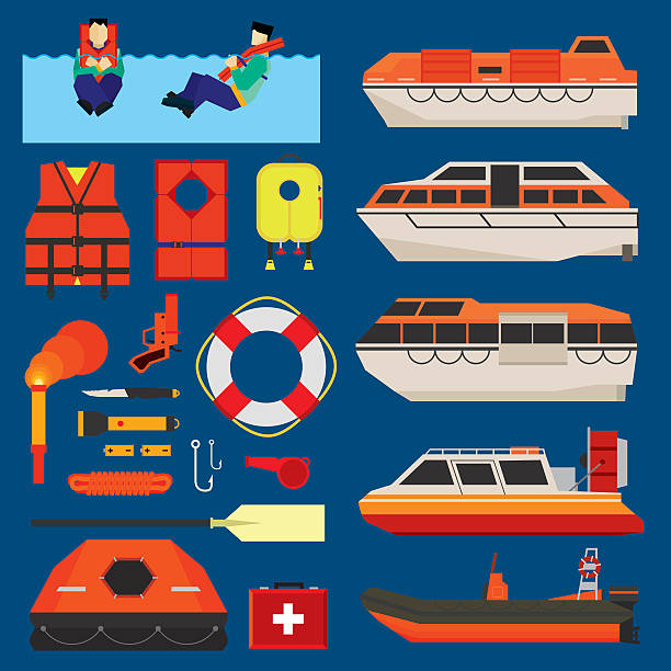 저수시설 생존 장비 - boat safety stock illustrations