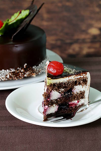 istock festive beautiful chocolate cake with icing and cherry 501553143