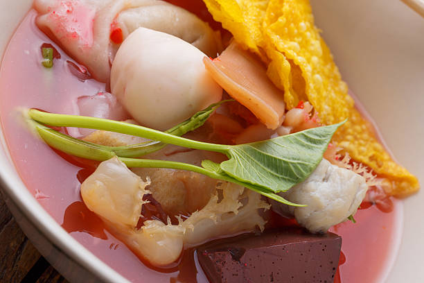 istock Noodles with seafood soup and red sauce 501553421