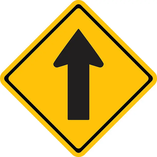 Vector illustration of Warning One way traffic sign