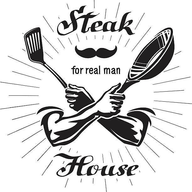 ilustrações de stock, clip art, desenhos animados e ícones de masculino mão está a segurar o utensílio - chef commercial kitchen cooking silhouette