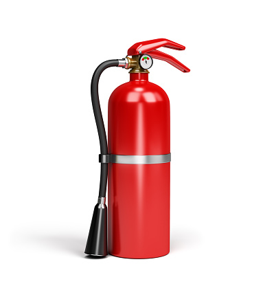 Fire extinguisher red. 3d image. White background.