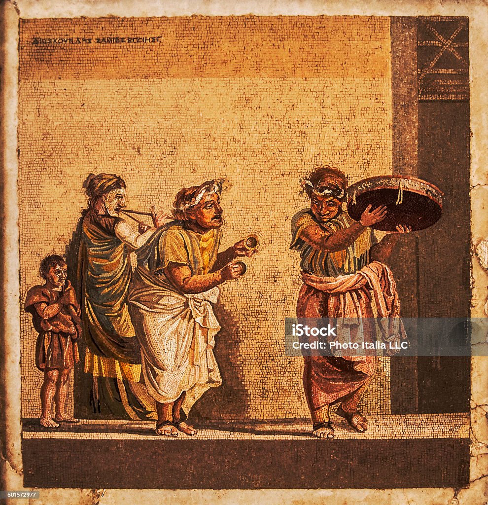 Mosaic roman mosaic from pompeii houses, Naples Pompeii Stock Photo