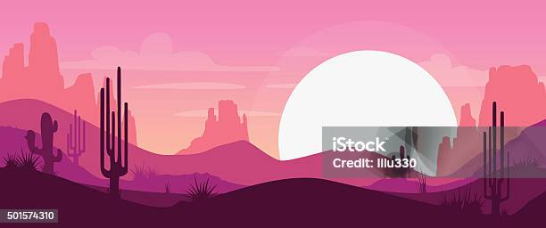 Cartoon Desert Landscape Stock Illustration - Download Image Now - Desert Area, Landscape - Scenery, In Silhouette