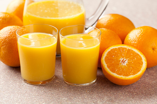 Fresh orange juice in a jar