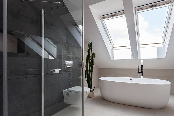 istock Shower cubicle and bathtub 501575138