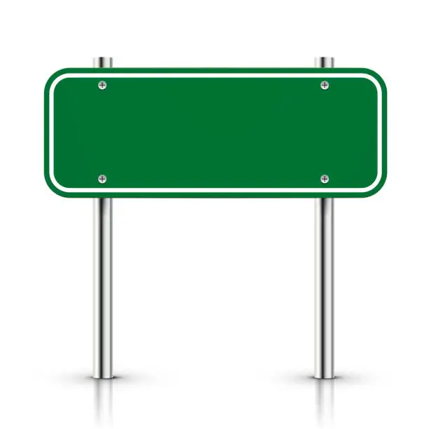 Vector illustration of 3d vector blank green traffic road sign
