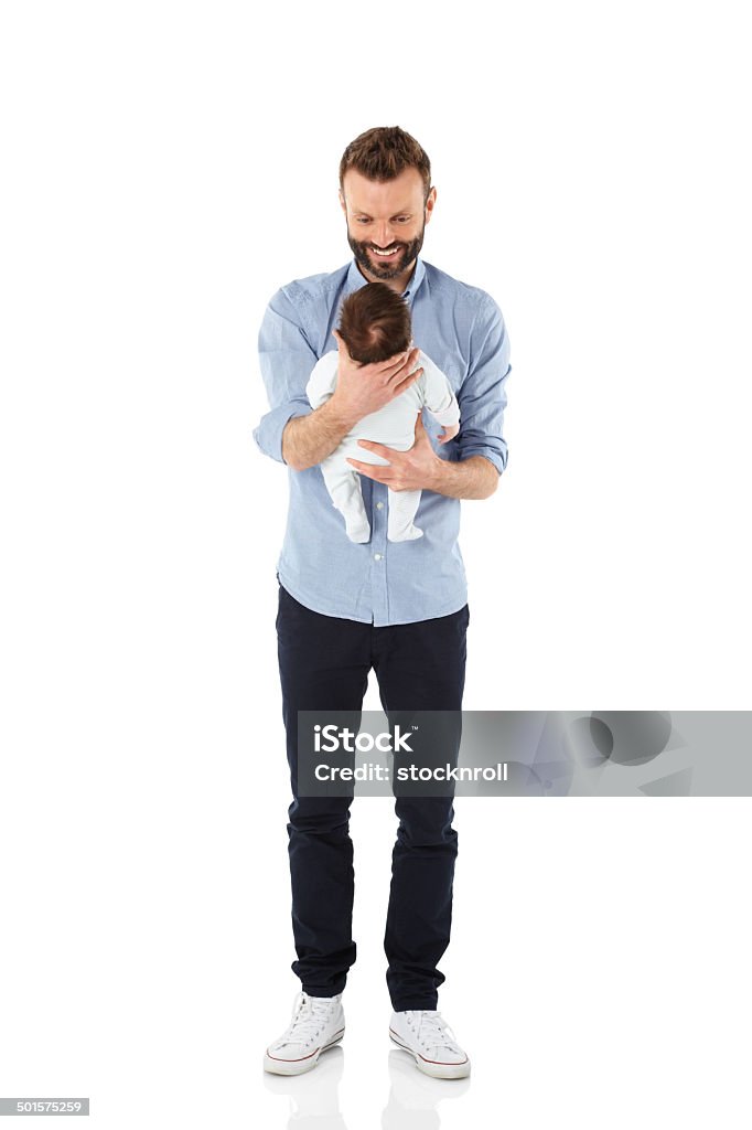 젊은 남자의 그릐 어린 아기 여자아이 흰색 - 로열티 프리 아버지 스톡 사진