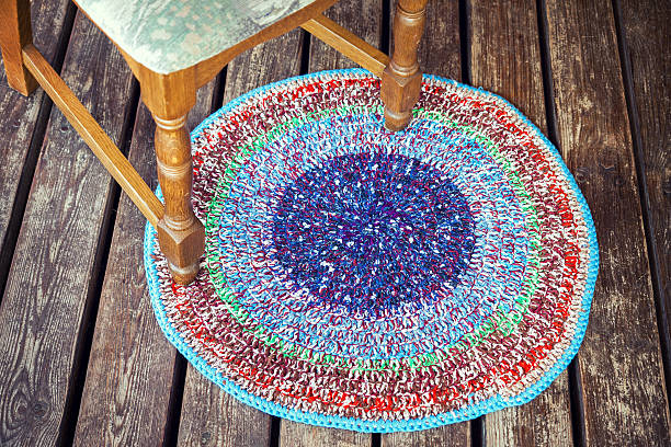 istock Handmade knitted colorful rug 501575492