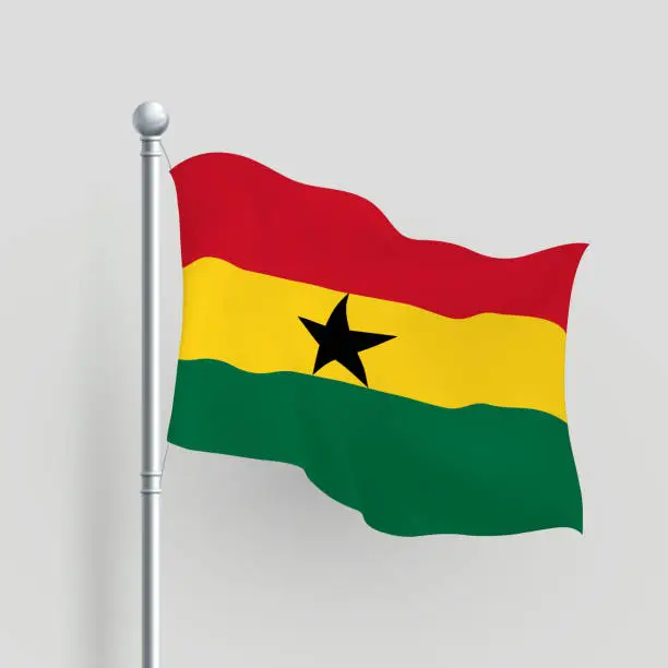 Vector illustration of 3d vector Ghana flag