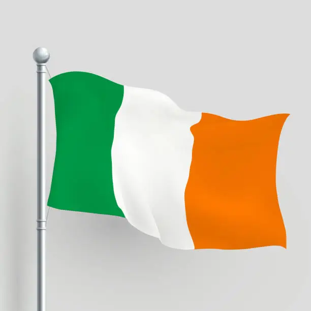 Vector illustration of 3d vector Ireland flag