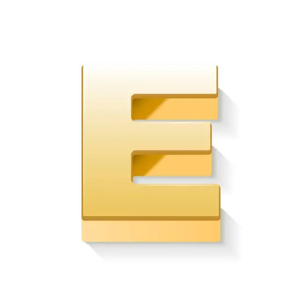 Vector illustration of 3d golden letter E