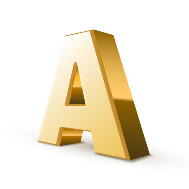 3d golden letter A 3d golden letter A isolated white background large letter a stock illustrations