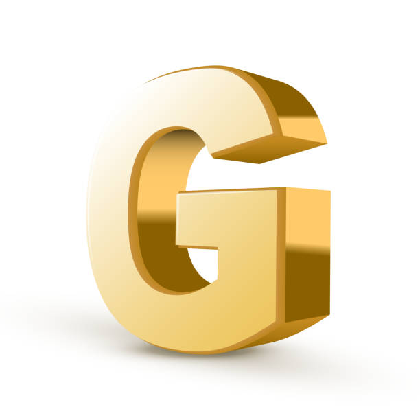 3 d 골든 알파벳 g - alphabet white background letter g three dimensional shape stock illustrations