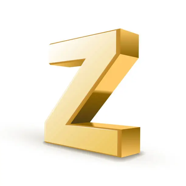 Vector illustration of 3d golden letter Z