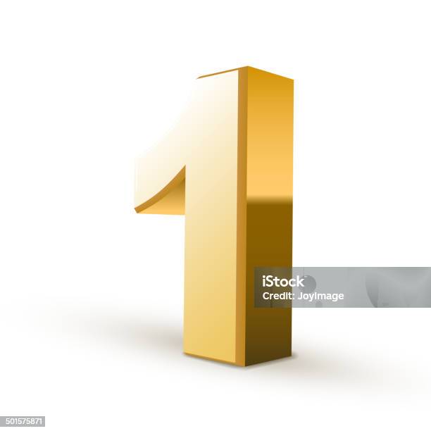3 D Glänzend Goldenen Zahl 1 Stock Vektor Art und mehr Bilder von Nummer 1 - Nummer 1, Einzelner Gegenstand, Dreidimensional