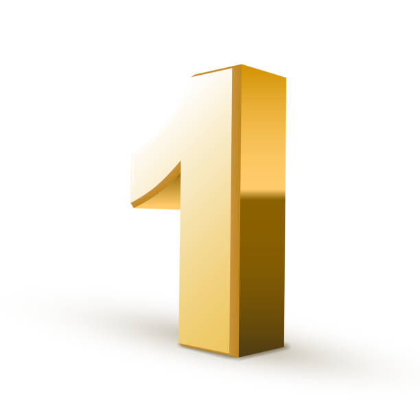 3d shiny golden number 1 3d shiny golden number 1 on white background gold number 1 stock illustrations