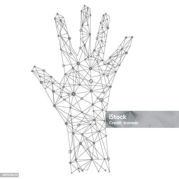 Hand Netzwerkabbildung Stock Vektor Art und mehr Bilder von Einzellinie - Einzellinie, Gepunktet, In einer Reihe