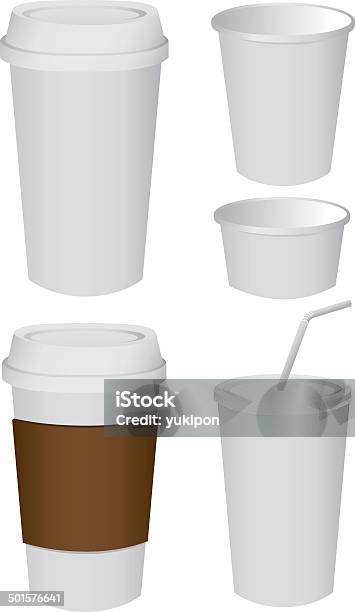 Papier Tasse Set Vektor Stock Vektor Art und mehr Bilder von Behälter - Behälter, Braun, Deckel