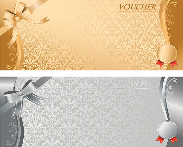 illustrazioni stock, clip art, cartoni animati e icone di tendenza di vettore voucher - imitation currency paper currency gold