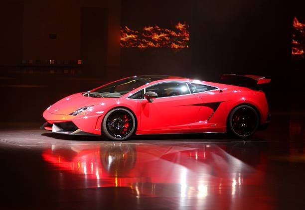 Frankfurt, Germany - September, 12th, 2011: The premiere of Lamborghini Gallardo LP 570-4 Super Trofeo Stradale on the motor show. This vehicle is one of the most wanted and expensive cars in the world.