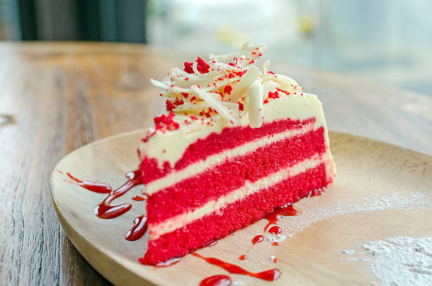 istock Red velvet cake on wood plate 501579864