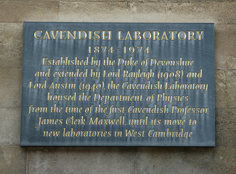 Sign outside Old Cambridge Cavendish Laboroatory