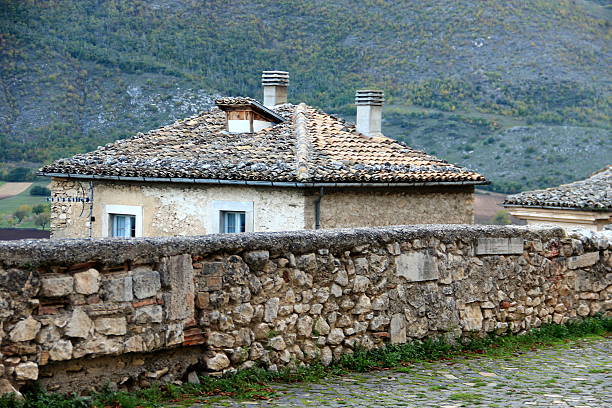 The picture shows a detail of an old building in Navelli, a medieval town near l'Aquila, Abruzzi, Italy
