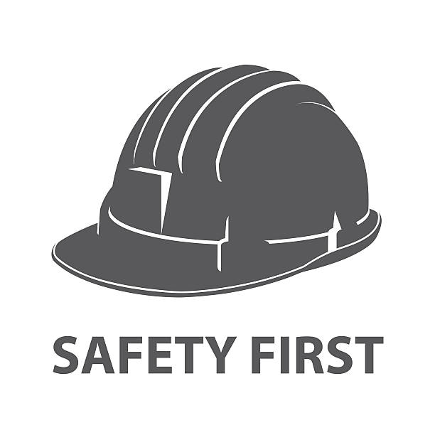 защитную каску значок символ безопасности - hardhat helmet hat construction stock illustrations