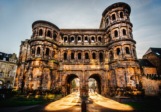 The Porta Nigra The Porta Nigra (Black Gate) in Trier city, Germany. It is a famous large Roman city gate. UNESCO World Heritage Site rhineland palatinate photos stock pictures, royalty-free photos & images