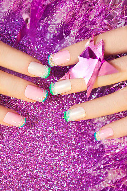 istock Pastel Christmas French manicure. 501593396