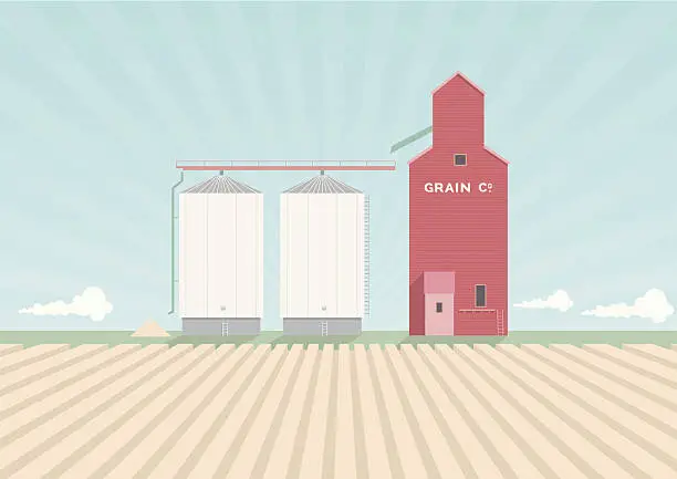 Vector illustration of Grain Elevator Poster