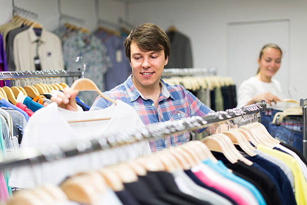 istock Male customer in clothing store 501595544