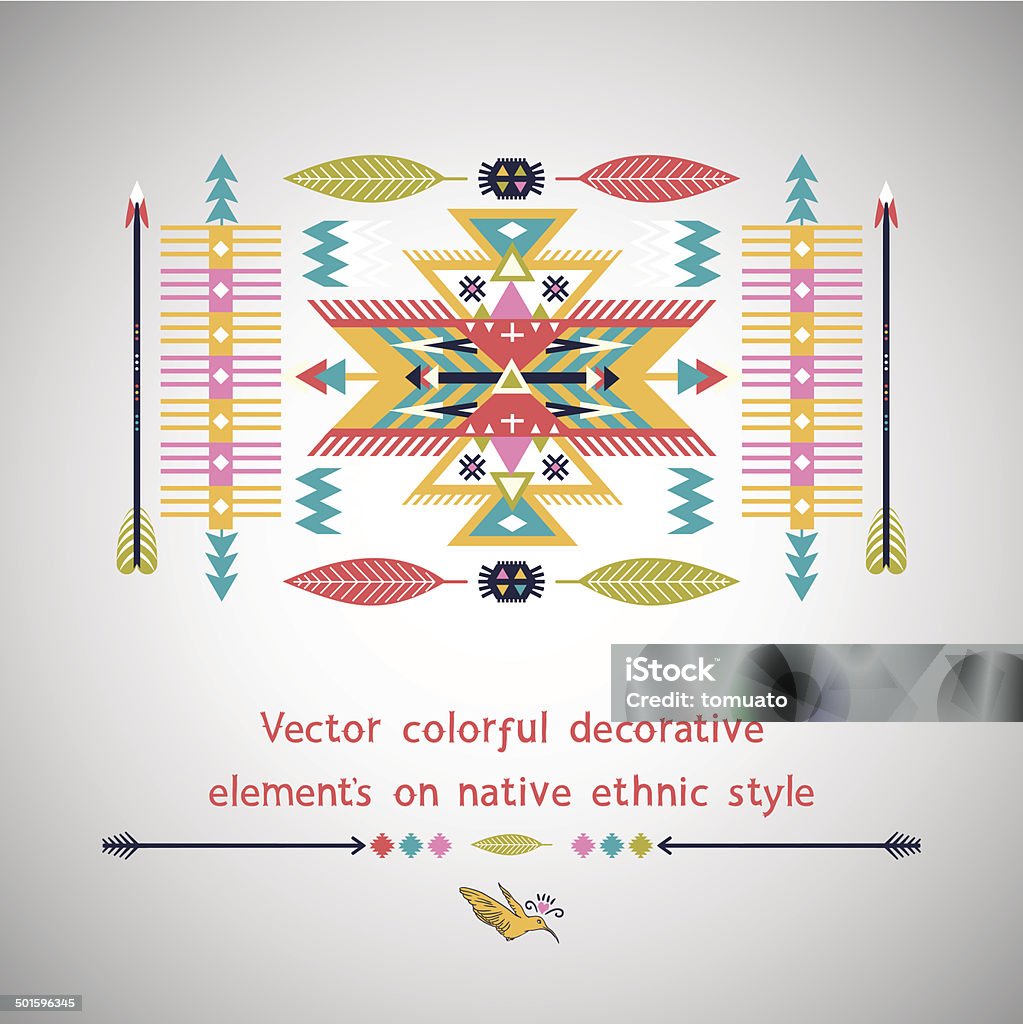 Elemento decorativo Vector colorido estilo étnica en la India - arte vectorial de Cultura hindú libre de derechos