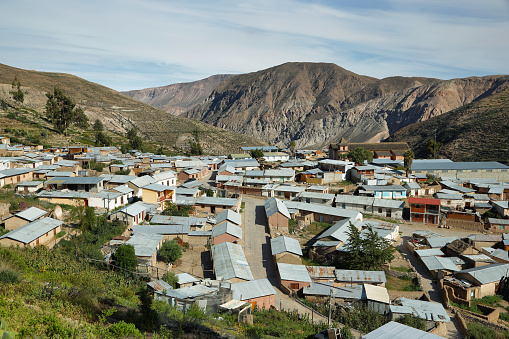 Socoroma village in the hills, Chile