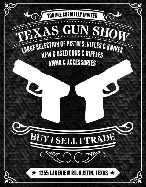 Vector illustration of Gun Show Poster on Black Background