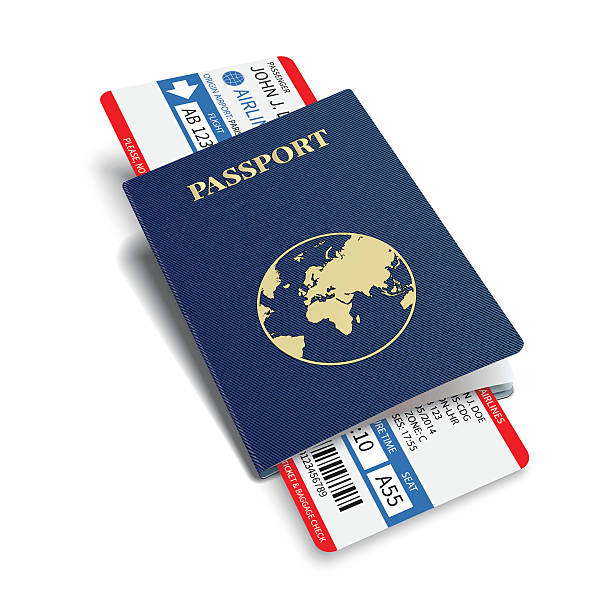 istock Vector airline passenger baggage tickets with barcode and international passport. 501597173