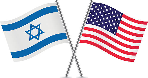 ilustraciones, imágenes clip art, dibujos animados e iconos de stock de banderas de los estados unidos e israel. - israel