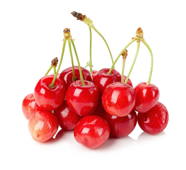 istock Handful of a red cherry on the white background 501598789