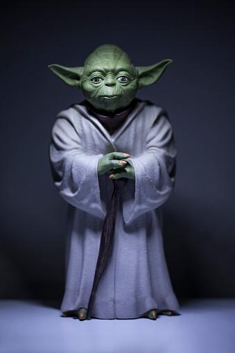 istanbul, Turkey - February 24, 2015: Portrait of Jedi Master Yoda toy model, from director George Lucas's legend Star Wars Film.