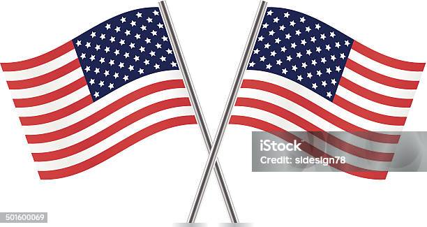 American Flags Stock Illustration - Download Image Now - American Flag, Two Objects, Curve