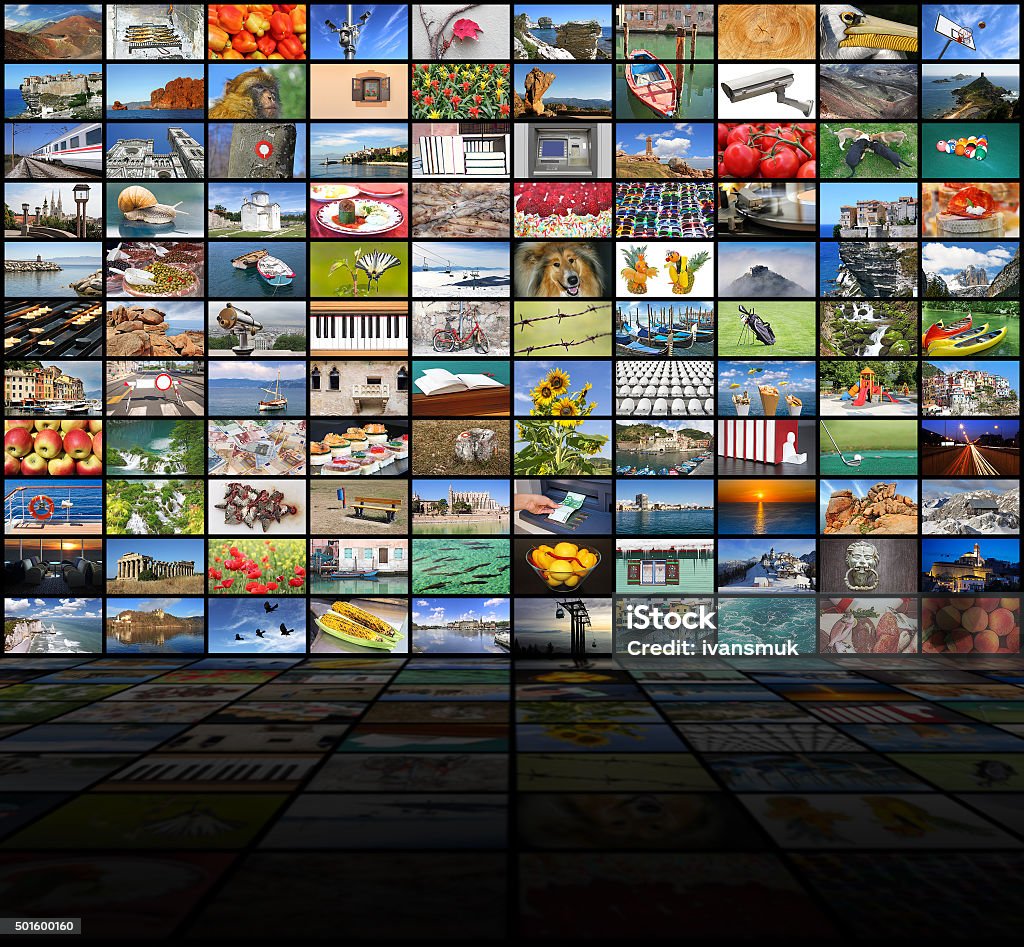 video wall de la gran pantalla de televisión - Foto de stock de Fotografía - Producto de arte y artesanía libre de derechos