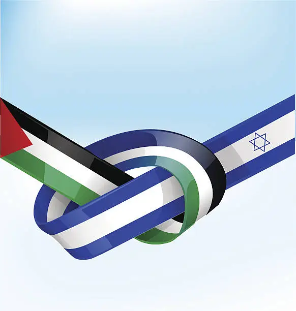 Vector illustration of palestine and israel ribbon flag