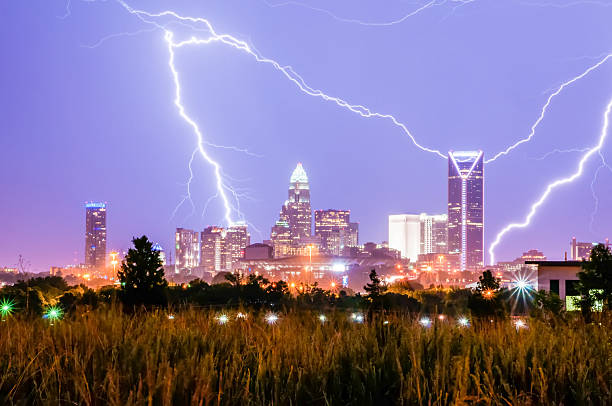 istock thunderstorm lightning strikes over charlotte city skyline in no 501600589