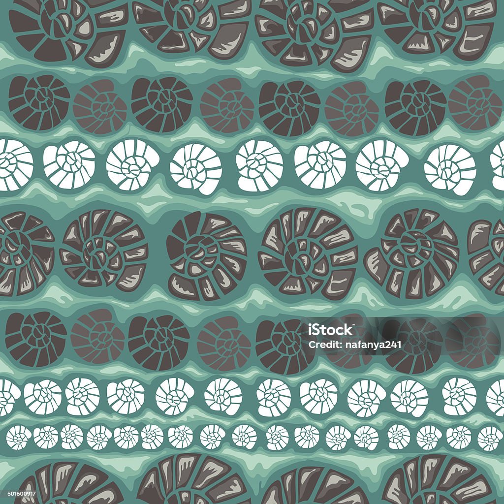 Vector Seamless Pattern With Shells On A Green Background Stock ...